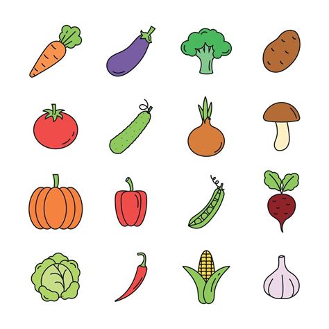 Set Of Veggies Icon Vegetarian Vegetable Pack Symbol Template For