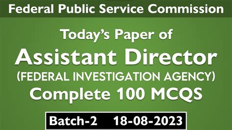 Fpsc Assistant Director Fia Batch Fpsc Past Papers