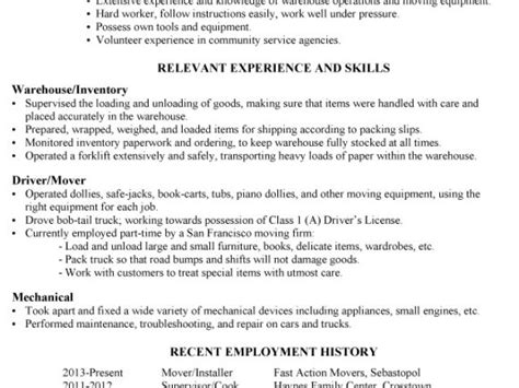 Warehouse Resume Sample Resume Sample Warehouse Worker Driver Williamson