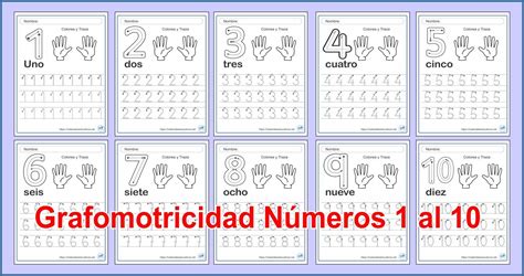 Grafomotricidad Del Número 1 Repasar Los Puntos Para Ir Formando El Número Números Del 1 Al