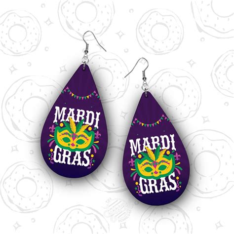 Mardi Gras Earring Png Mardi Gras Mask Sublimation Earring Etsy