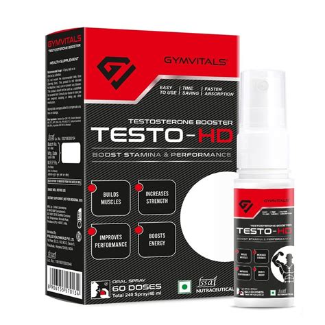 Gymvitals Testo Hd Testosterone Booster Oral Spray Mix Fruit Flavour 240 Spray 40 Ml 60