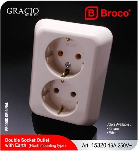 Jual Broco Gracio Stop Kontak Arde Double Socket Cream Ib