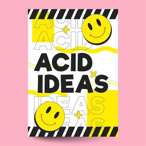 Affiche Emoji Acide Design Plat Vecteur Gratuite