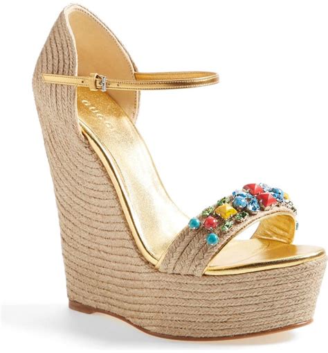 Gucci Carolina Jeweled Wedge Sandal Women Nordstrom