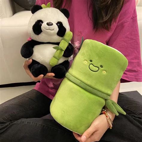 Tik Tok Same Style Bamboo Tube Panda Doll Hold Bamboo Panda