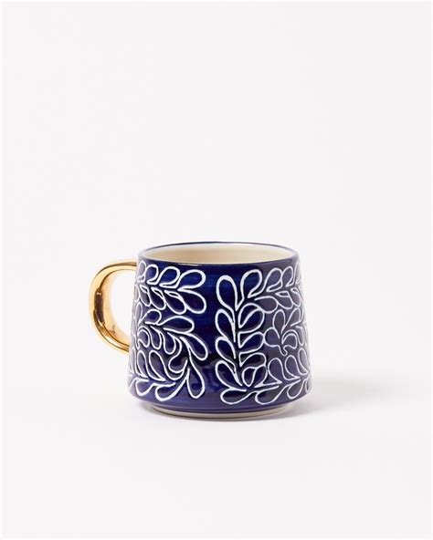 Kalani Blue Ceramic Mug Oliver Bonas Blue Ceramics Mugs Ceramic Mug