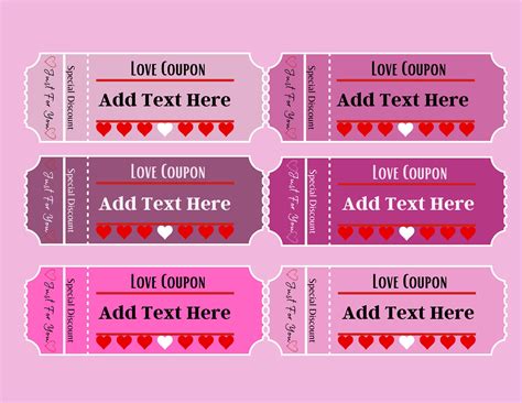 Customizable Valentines Love Coupons For Her Or Him Template Fun T Ideas Valentines