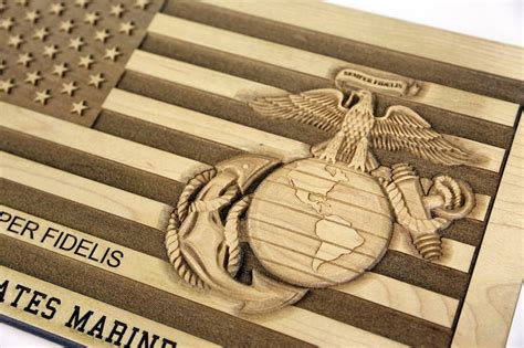 Personalized Usmc Marine Corps Flag Plaque In Solid Maple Or Etsy Uk