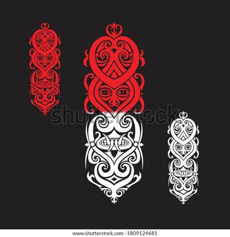 Motif Asmat Papua Indonesia Vector Red Stock Vector (Royalty Free) 1809124681