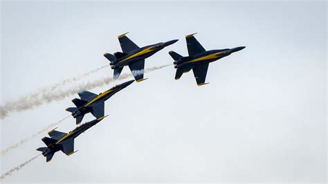 Blue Angels Practice Aerial Maneuvers In Preparation For The Wings Over