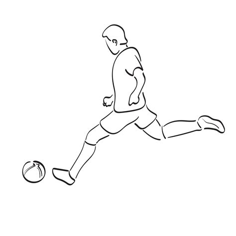 Line Art Soccer Player Kicking Ball Illustration Vector Hand Drawn