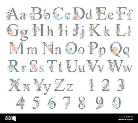 Letters Of Alphabet Uppercase Lowercase And Numbers Decorated With