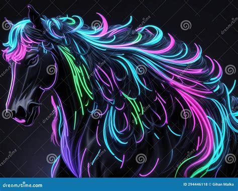 Magnificent Neon Horse Stock Illustration Illustration Of Repeat