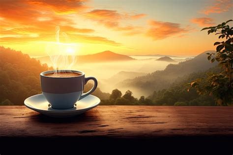 Premium Ai Image A Morning Scene With A Cup Of Coffee
