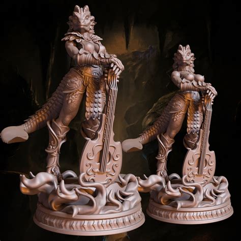 D Printable D Printable Dragonborn Bard Pose I Half Full Dragon Clothed Nude By