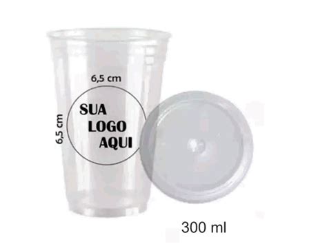 Copo 300 Ml Personalizado C Tampa Pacote Com 200 Unidades
