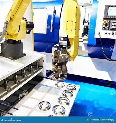 Robotic Arm And Cnc Lathe Stock Image Image Of Machinery 151932869