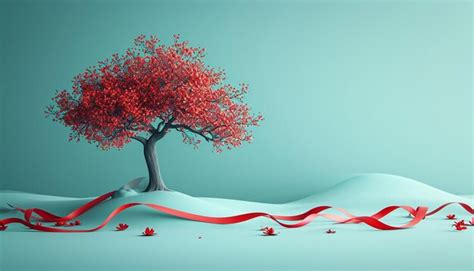 Premium Photo A 3D Minimalist Tree With Branches Adorned With Red And