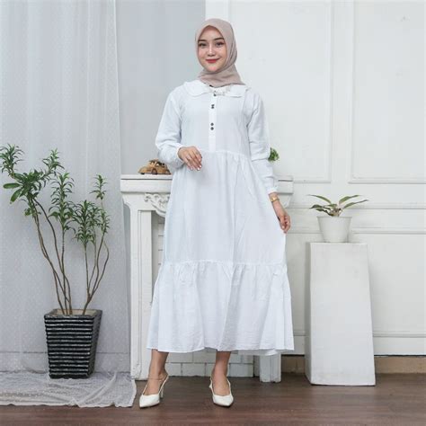 Jual FASHION WANITA MIDI DRESS POLO LINEN PREMIUM TALI SAMPING KANAN