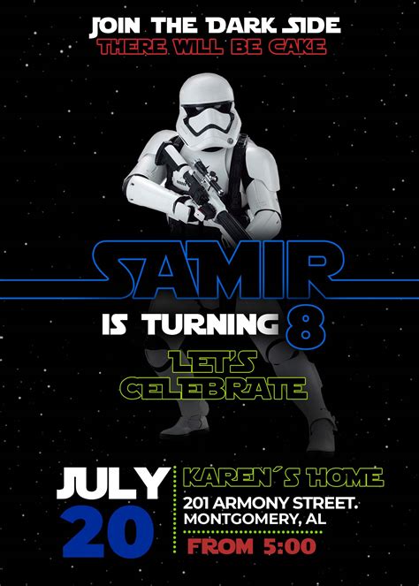 Star Wars Birthday Party Invitation Amazing Designs Us