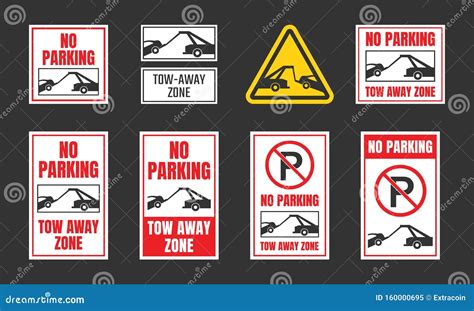 No Parking, Tow Away Zone Sign Set Stock Vector - Illustration of ...