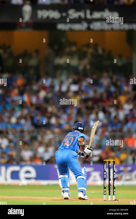 batsman Sachin Tendulkar 2011 ICC World Cup Final Sri Lanka at Wankhede Stadium Mumbai Stock ...