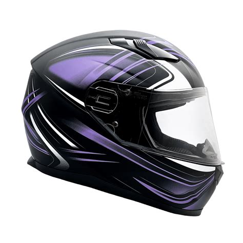 Adult Purple Full Face Helmet With Retractable Sun Visor Typhoon Typhoon Helmets