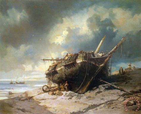 Charles Hoguet Dismantling a Beached Shipwreck painting - Dismantling a ...