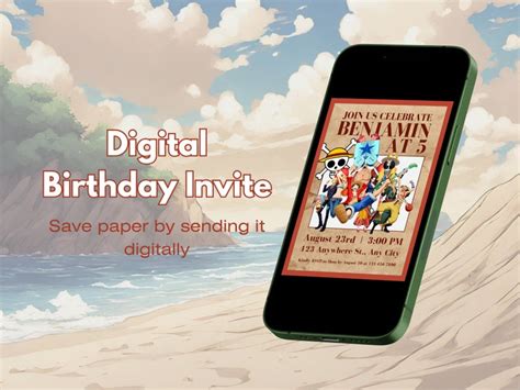 Editable Template Anime Wanted Poster One Piece Birthday Invitation