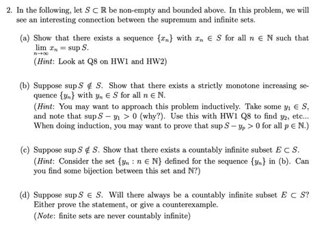 Solved In The Following Let S⊂r Be Non Empty And Bounded