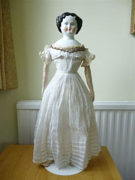 23 Inches 1870s Antique China Head Doll Original Muslin Dress Antique