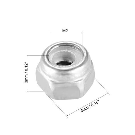 SOURCING MAP Écrou de blocage Contre écrous M2 x 0 4mm Hexagonal Acier