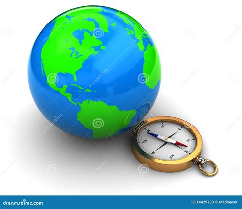 Earth And Compass Stock Illustration Illustration Of North 14429733