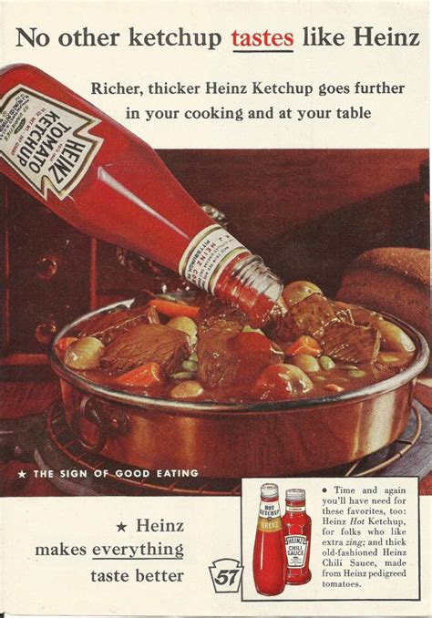 Heinz Tomato Ketchup Original 1962 Vintage Print Ad Color Photo Beef Vegetable Stew Food Ads