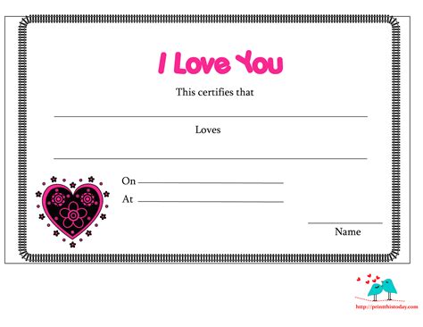 Love Certificate Templates