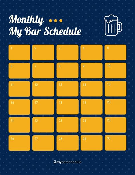 Navy Modern Pattern Bar Schedule Template Venngage