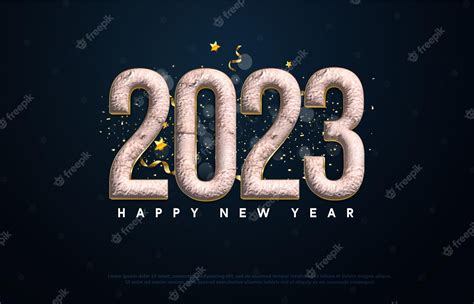 Fondo De Feliz Año Nuevo 2023 Con Ilustración Número 3d Vector Premium