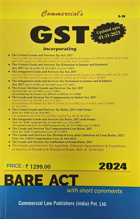 COMMERCIAL S GST Bare Act Edition 2024 Updated Till Nov 23 Bharat