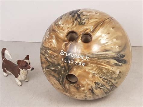 Vintage Brunswick Eclipse Bowling Ball With Gold And Pearl Swirl And