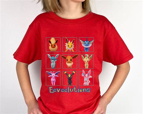 Eeveelutions Tshirt Eevee Shirts Flareon Vaporeon Espeon Jolteon Umbreon Leafeon Glaceon