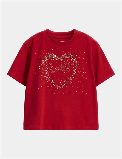 Shop Guess Online Rhinestones Front Logo T Shirt