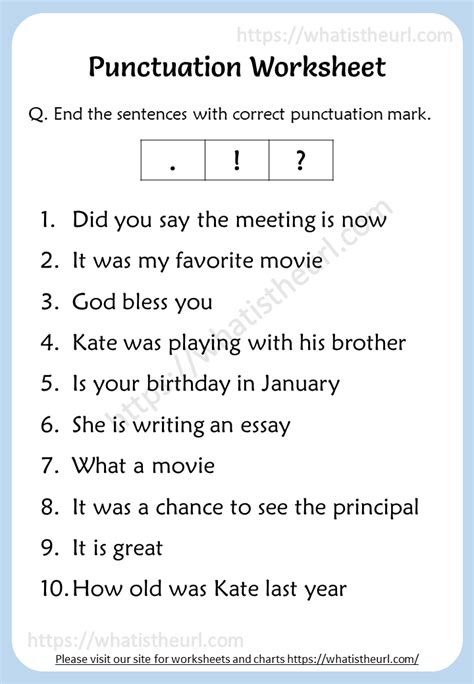 Free Printable Punctuation Worksheets