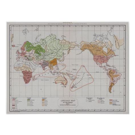 Map Showing The Languages Of The World Poster Zazzle World