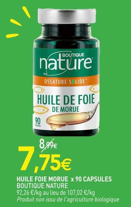 Offre Huile Foie Morue X 90 Capsules Boutique Nature Chez NatureO