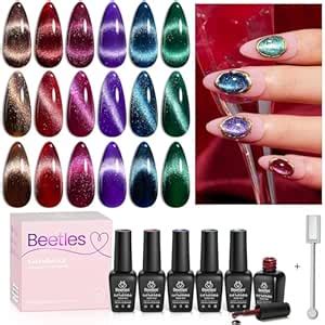 Amazon Beetles Juego de 6 esmaltes de uñas en gel con diseño de