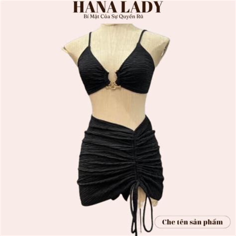 Bikini 3 mảnh sexy Đồ tắm đi biển kèm chân váy dây rút gợi cảm BN146