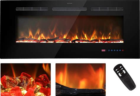 Kentsky 48 Inches Electric Fireplace Inserts Recessed And Wall Mounted Fireplace Heater Linear