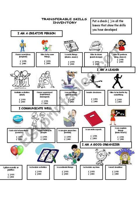 Free Printable Job Skills Worksheets