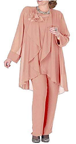 Womens Plus Size Chiffon Pants Suit 3 Pieces Dress Suit For Mother Of